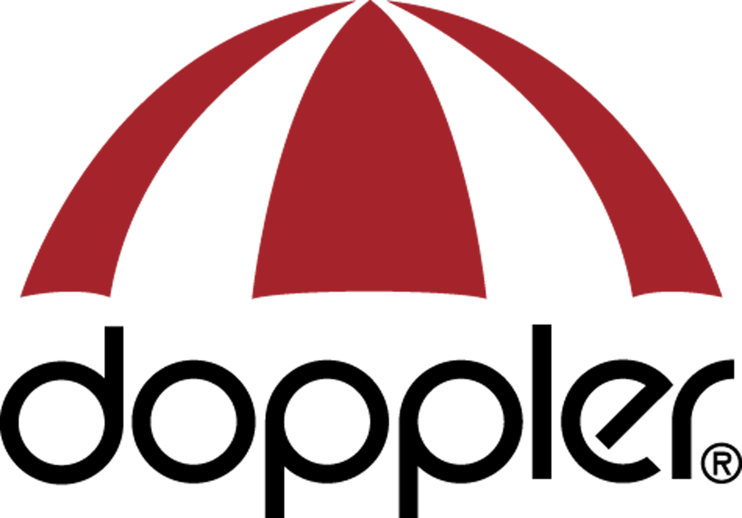 Logo eines Doppelschirmes mit der Aufschrift "doppler"