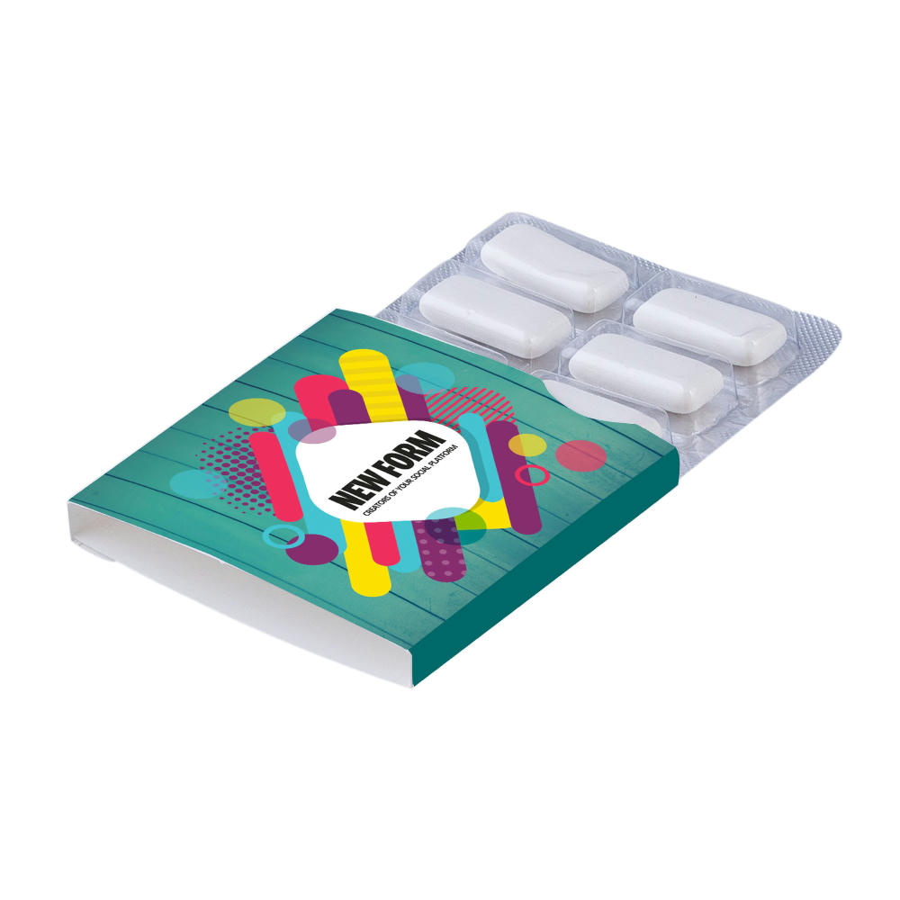 Blister mit 6 Kaugummi-Tabletten mit Xylitol