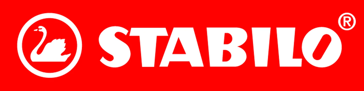 Stabilo Logo auf rotem Hintergrund.