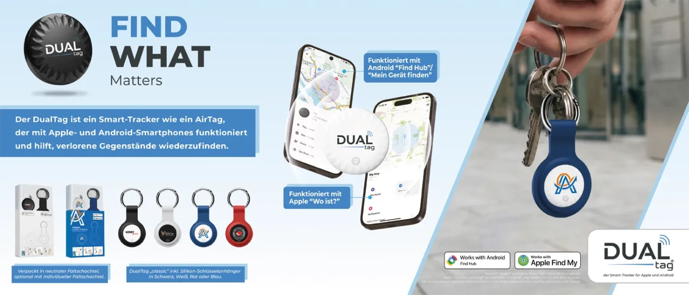 Dual Tag Smart-Tracker für Apple und Android.